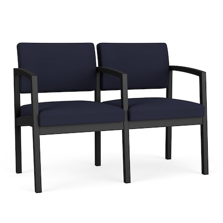 Lesro Lenox Steel 2 Seater with Center Arm, Navy/Midnight Seat, Navy/Midnight Back, 43.5 W 24.5 L 32 H LS2103